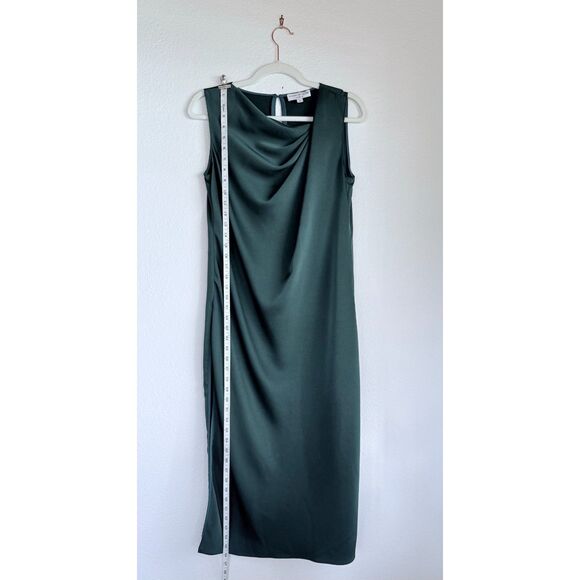 Marina Moscone x RTR Green Satin Sleeveless Satin Drape Tunic in Forest Green 2 - Picture 11 of 13